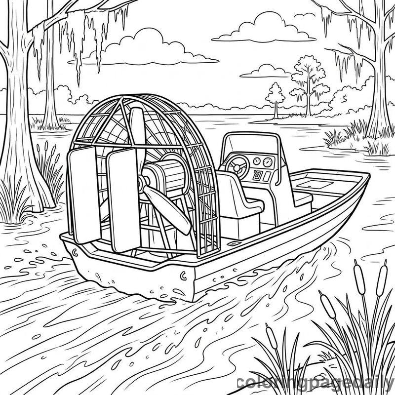 Swamp Airboat Gliding - Colored reference example