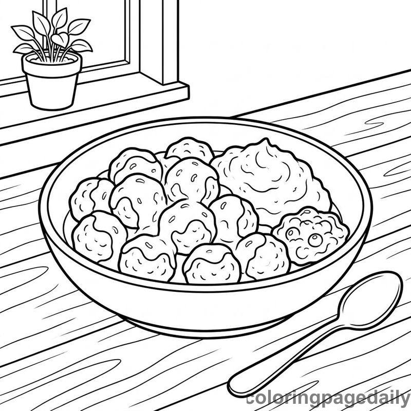 Swedish Meatballs Bowl - Colored reference example