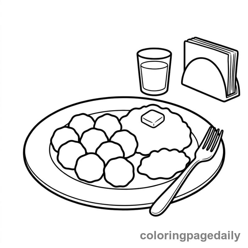 Swedish Meatballs Plate - Daily printable coloring page in Food category