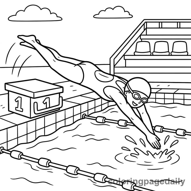 Swimmer Diving Start - Colored reference example