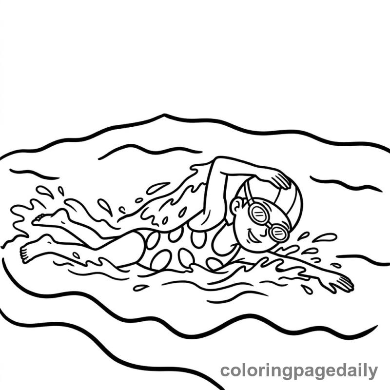 Swimmer Racing in Pool - Colored reference example