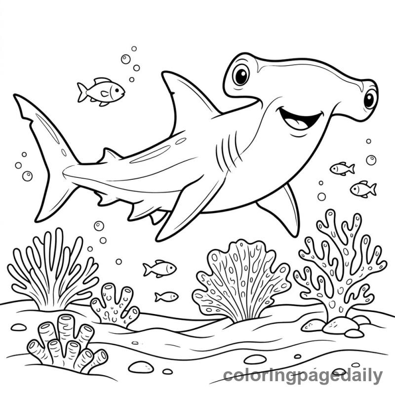 Swimming Hammerhead Shark - Colored reference example