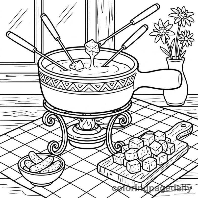 Swiss Cheese Fondue Pot - Colored reference example