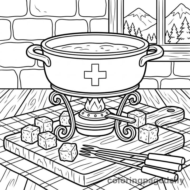 Swiss Cheese Fondue Pot - Colored reference example