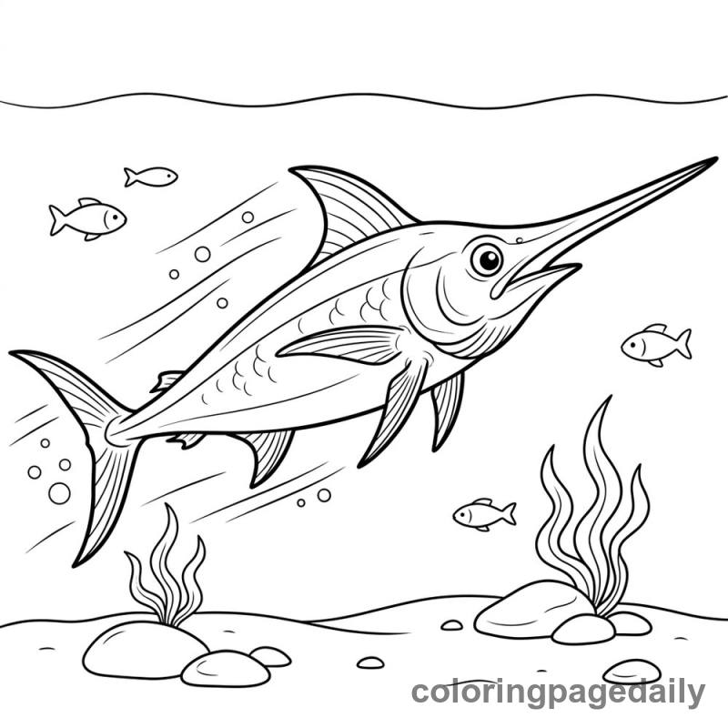 Swordfish Swimming Fast - Colored reference example