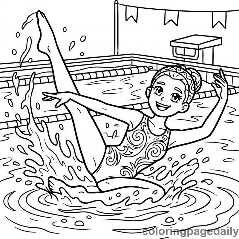Synchronized Swimmer Graceful Pose - Colored reference example