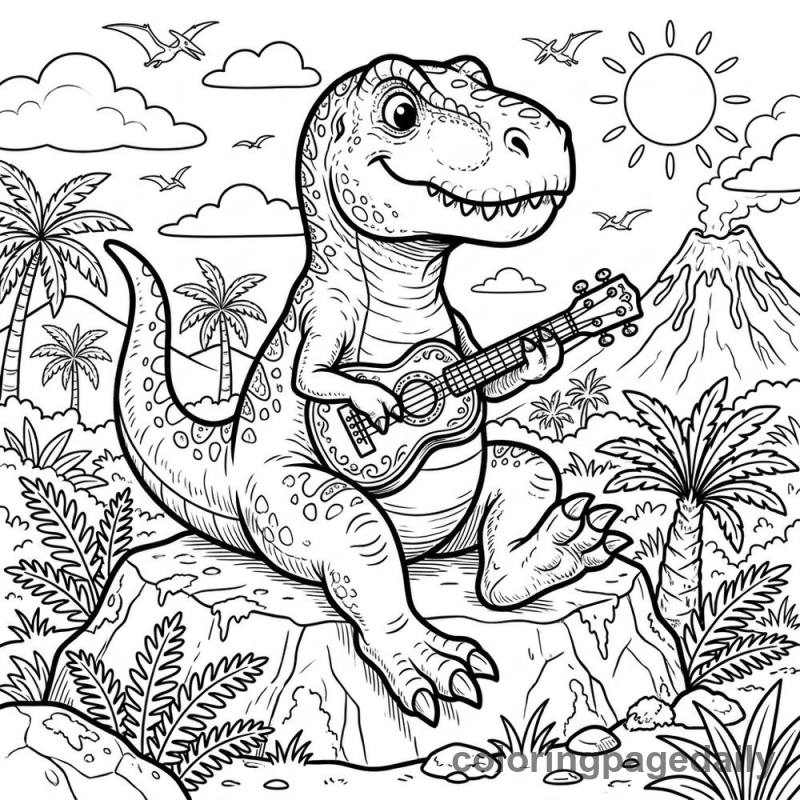 T-Rex Playing Ukulele - Colored reference example