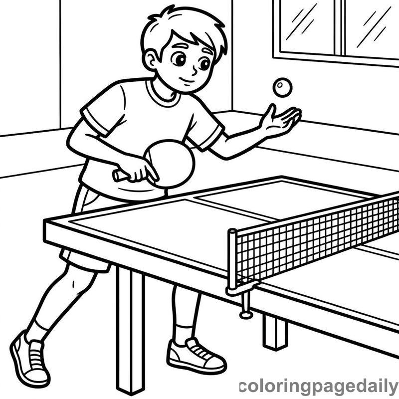 Table Tennis Player Serving - Colored reference example