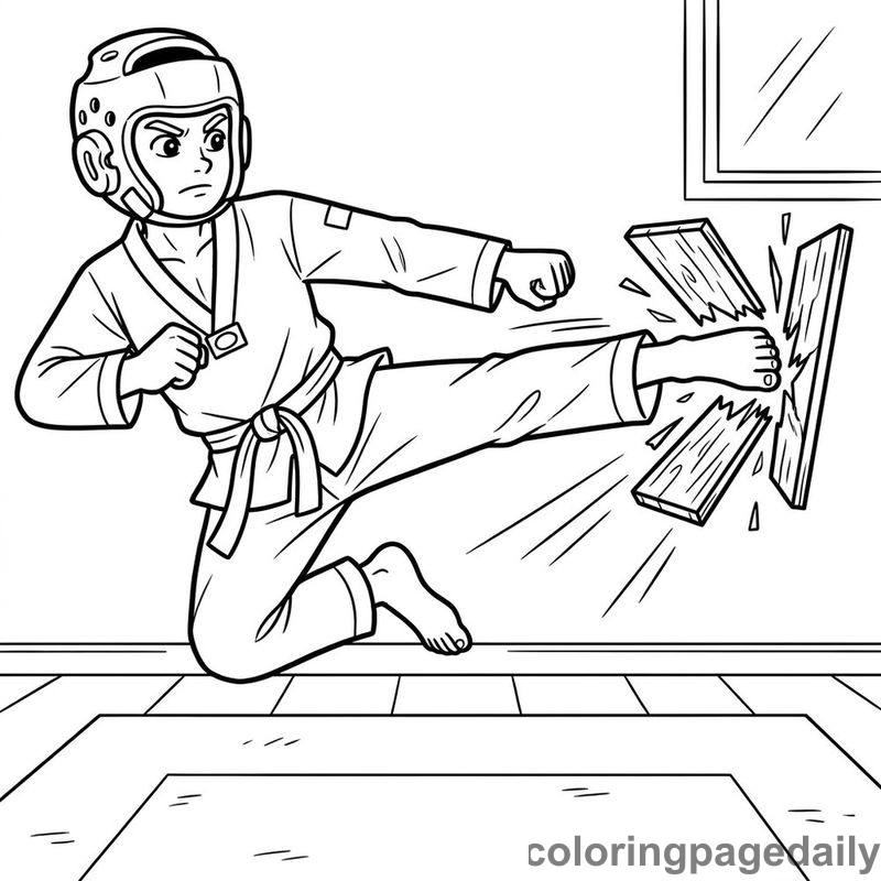 Taekwondo Flying Sidekick - Colored reference example