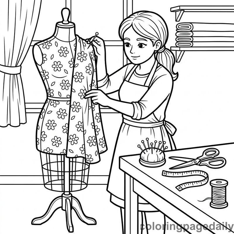 Tailor Pinning Fabric Pattern - Colored reference example