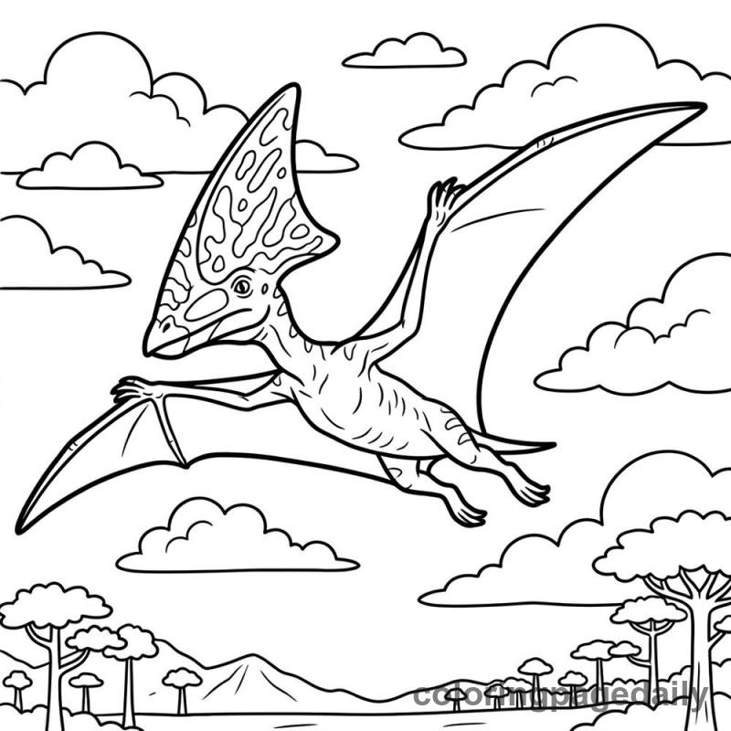 Tapejara Flying High - Daily printable coloring page in Dinosaur category