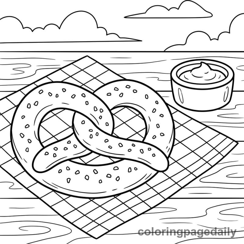 A Tasty German Pretzel Treat - Daily printable coloring page in Food category