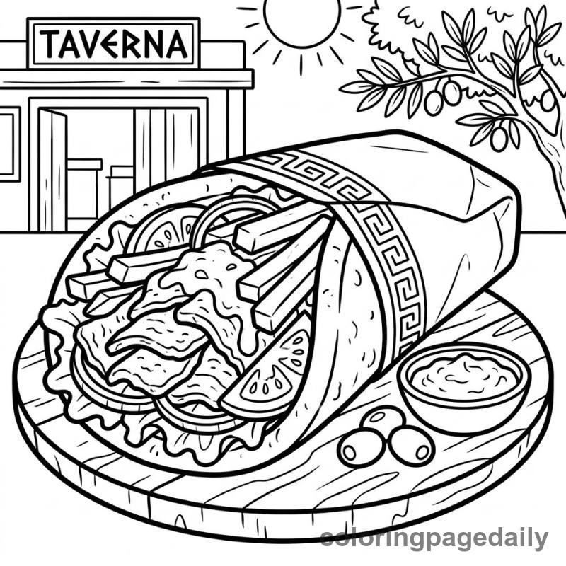 Tasty Greek Gyro Wrap - Colored reference example