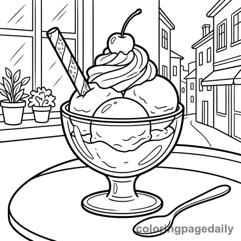 Tasty Italian Gelato Sundae - Colored reference example