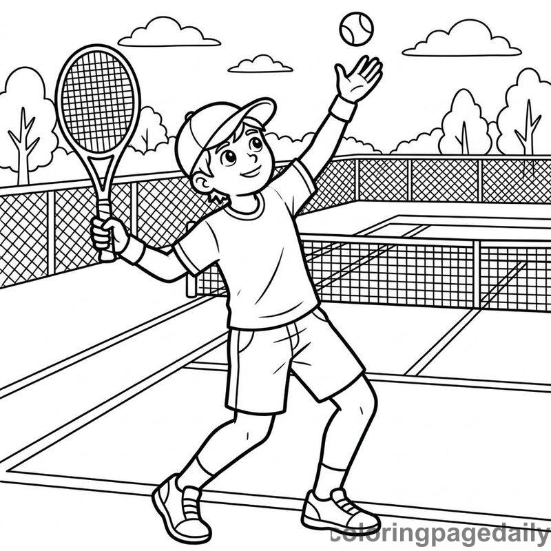 Tennis Player Serving - Colored reference example