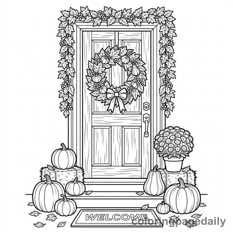 Thanksgiving Door Decorations - Colored reference example