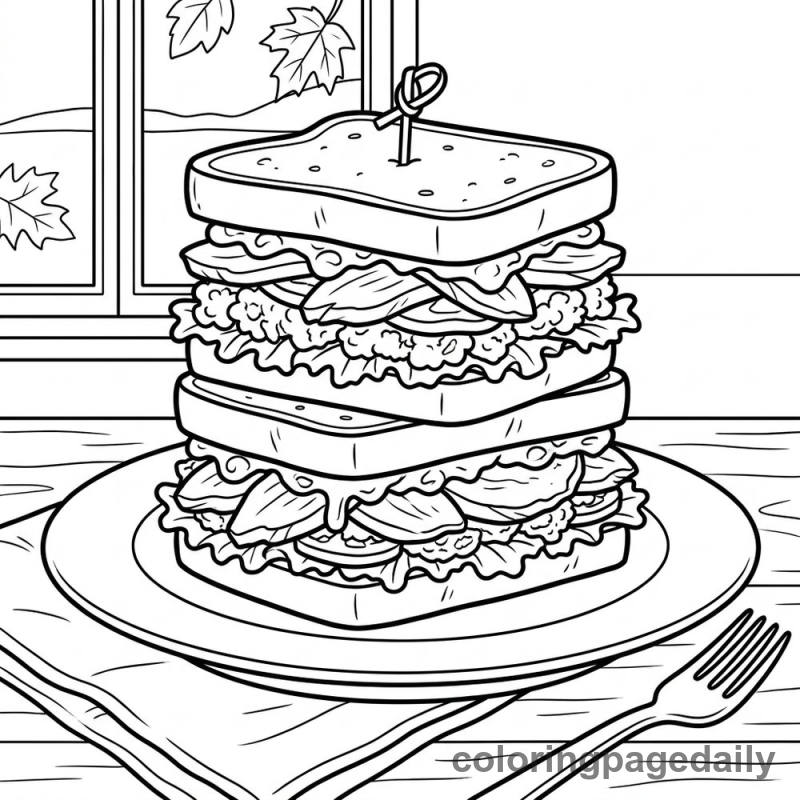 Thanksgiving Leftover Sandwich - Colored reference example