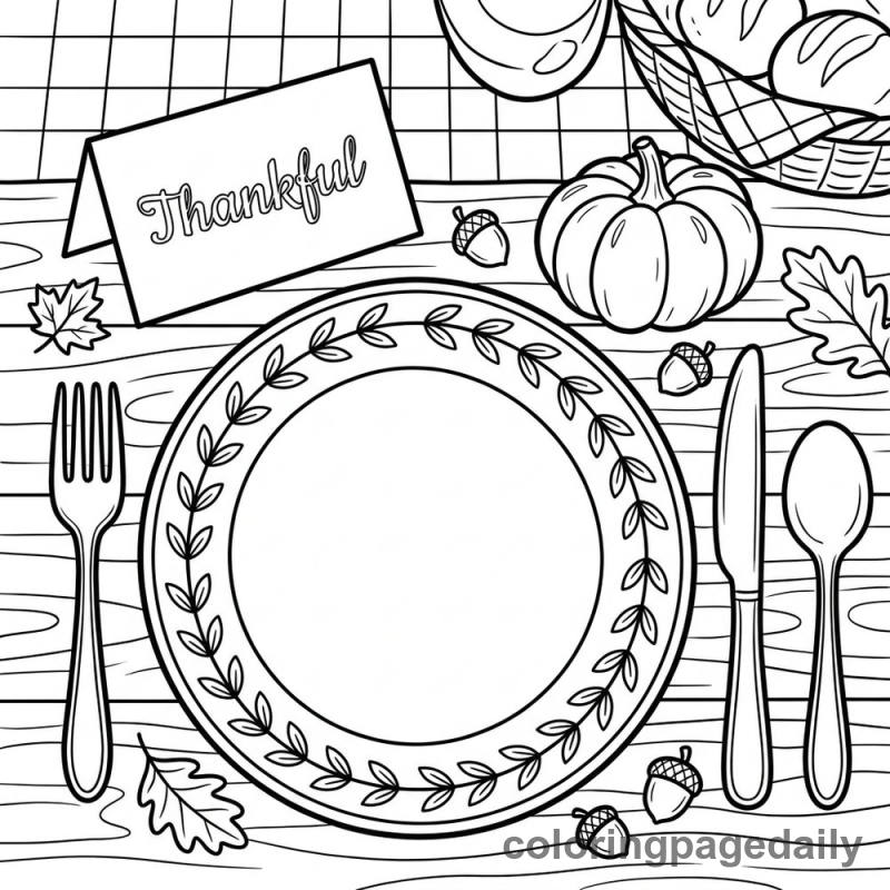 Thanksgiving Table Setting - Colored reference example