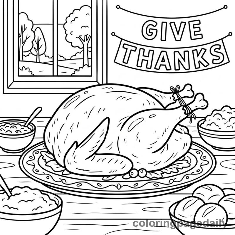 Thanksgiving Turkey Ready for Dinner - Colored reference example