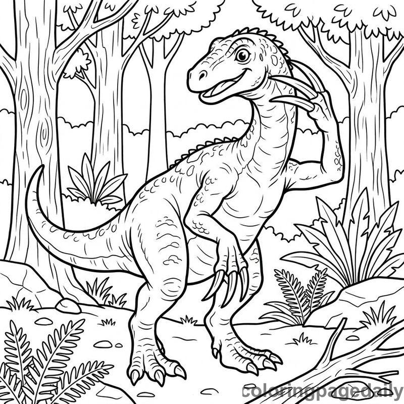 Therizinosaurus Scratching Head - Colored reference example