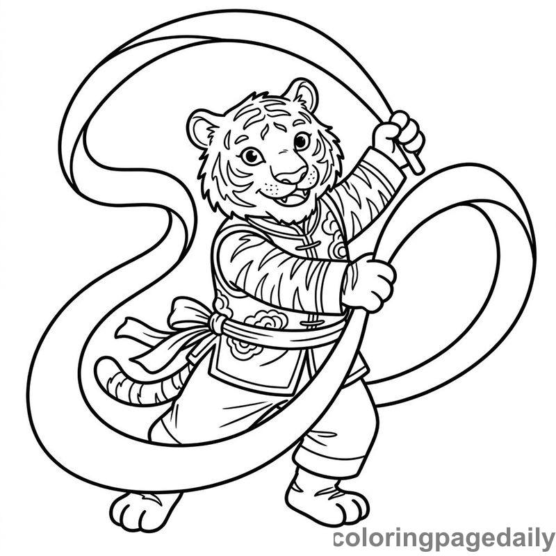 Tiger Ribbon Dance Performance - Colored reference example