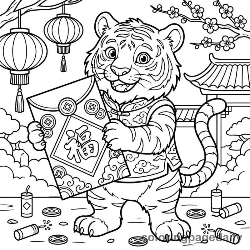 Tiger With Red Envelope - Colored reference example