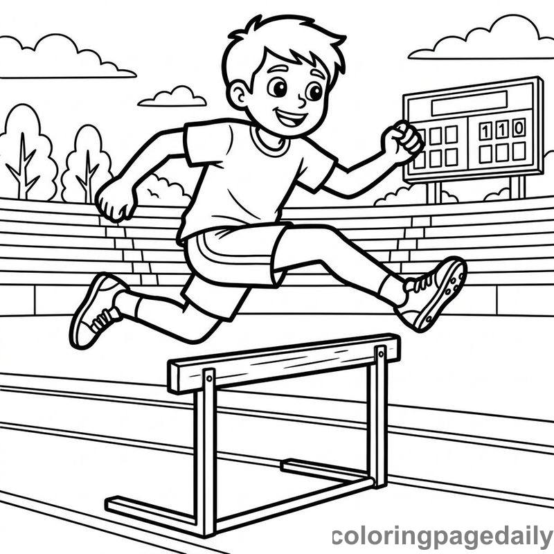 Track Athlete Hurdle Jump - Colored reference example