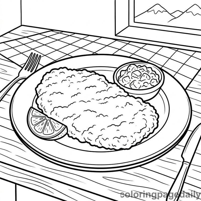 Traditional Austrian Wiener Schnitzel - Colored reference example