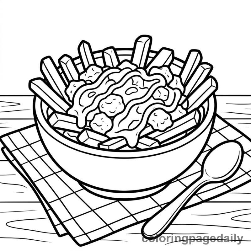 Traditional Canadian Poutine Bowl - Colored reference example