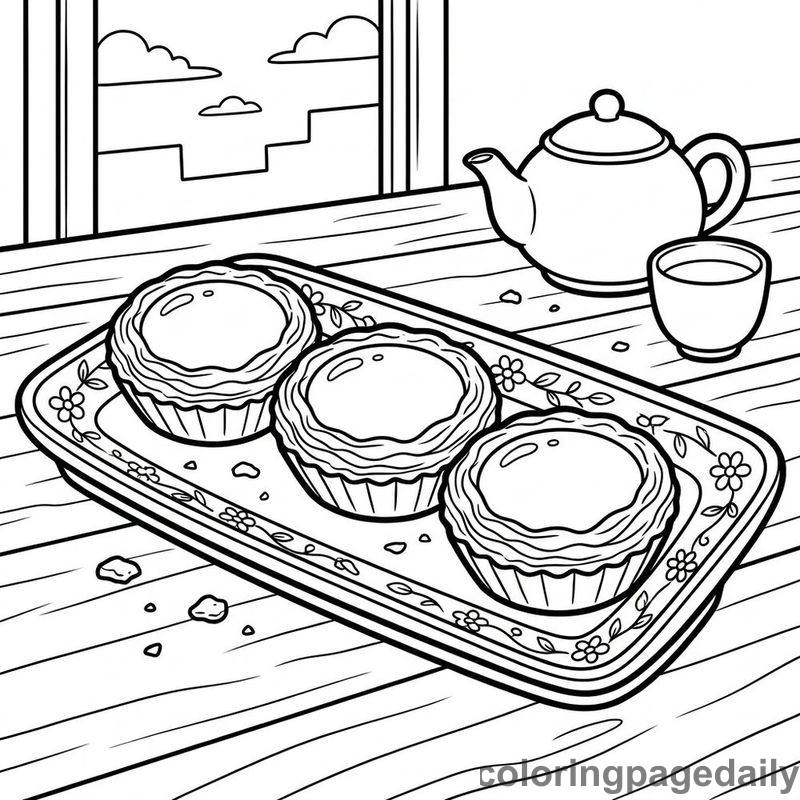 Traditional Chinese Egg Tarts - Colored reference example
