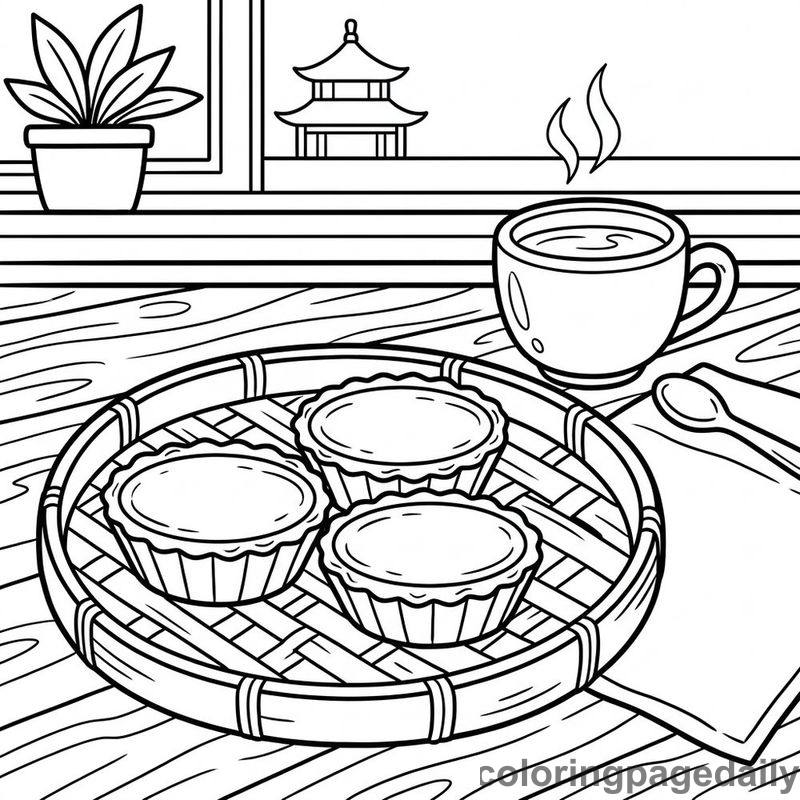 Traditional Chinese Egg Tarts - Colored reference example