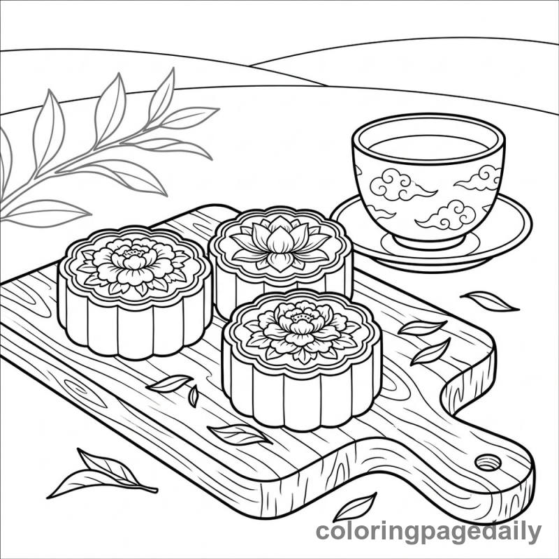 Traditional Chinese Mooncakes - Colored reference example