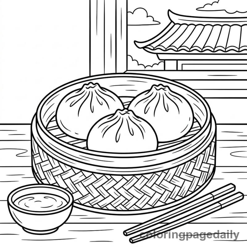 Traditional Chinese Steamed Bao - Colored reference example