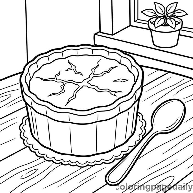Traditional French Creme Brulee - Daily printable coloring page in Food category