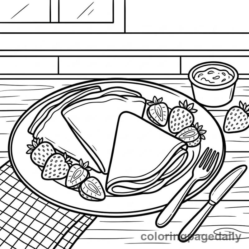 Traditional French Crepes Plate - Colored reference example