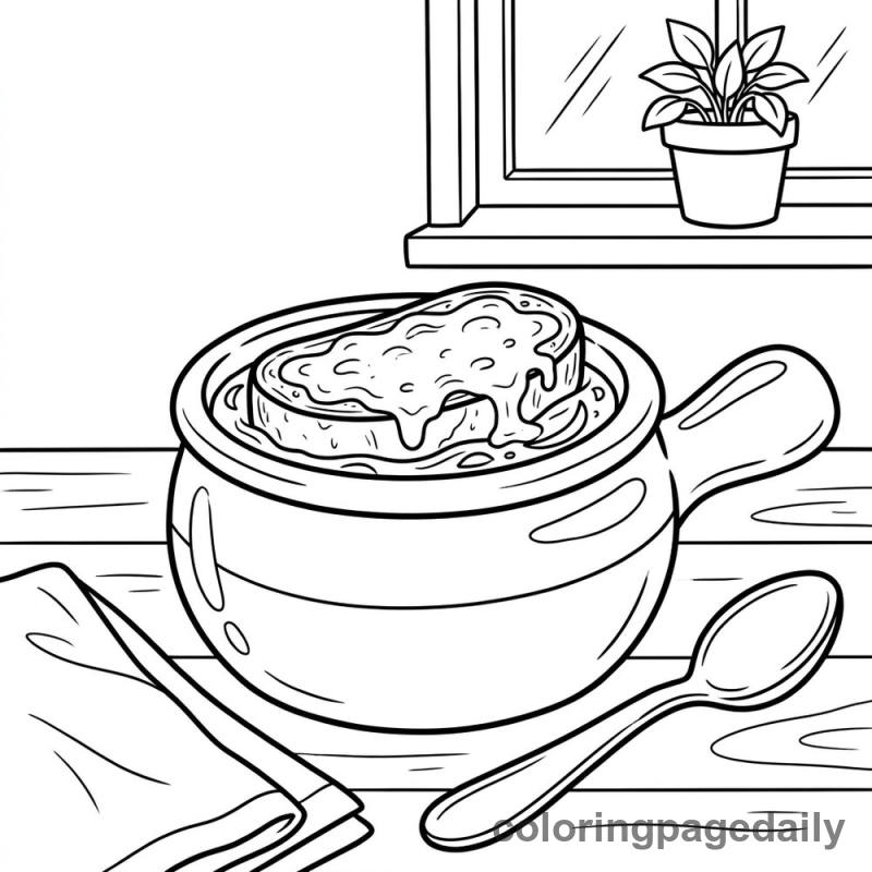 Traditional French Onion Soup - Colored reference example