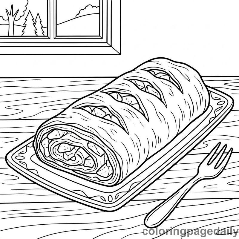 Traditional German Apple Strudel - Colored reference example