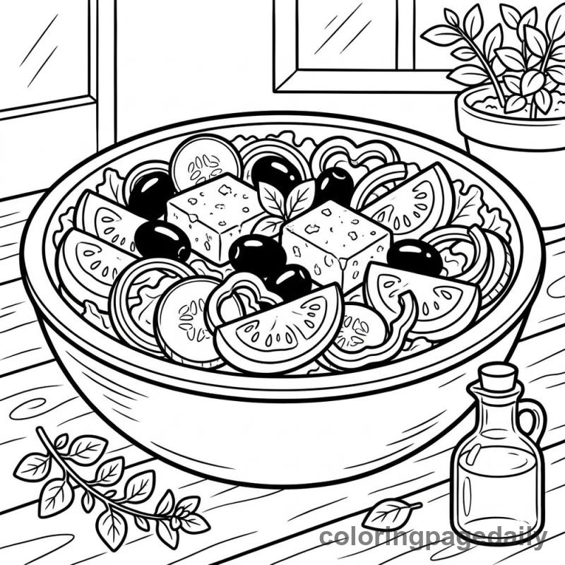 Traditional Greek Salad Bowl - Colored reference example