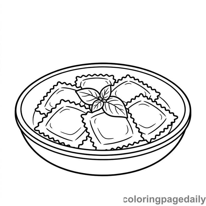 Traditional Italian Ravioli - Daily printable coloring page in Food category