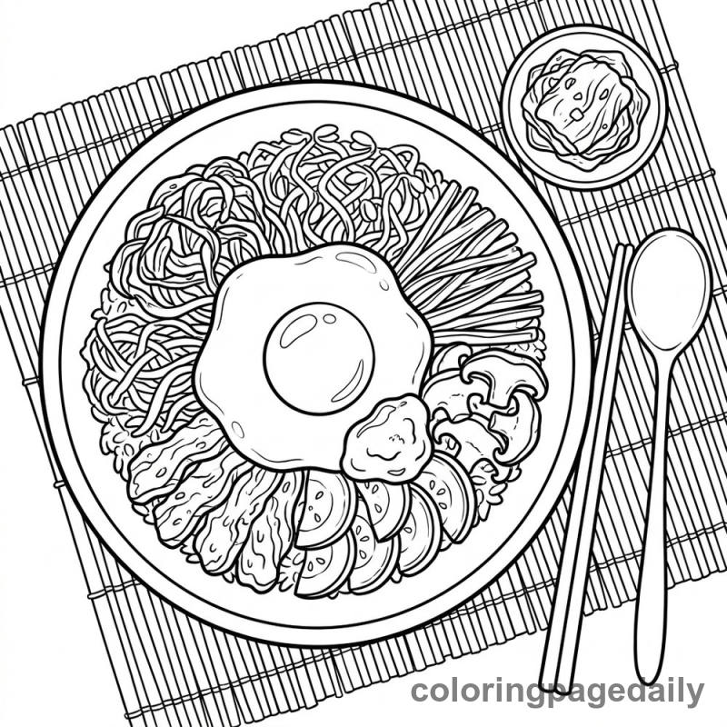 Traditional Korean Bibimbap Bowl - Colored reference example