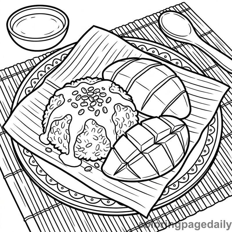 Traditional Mango Sticky Rice - Colored reference example