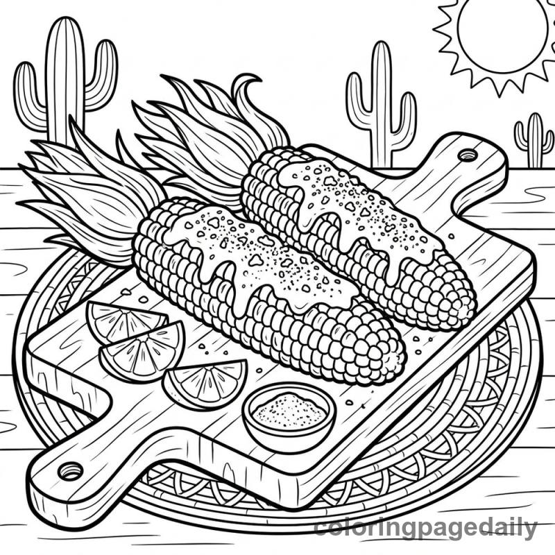 Traditional Mexican Elote Board - Colored reference example