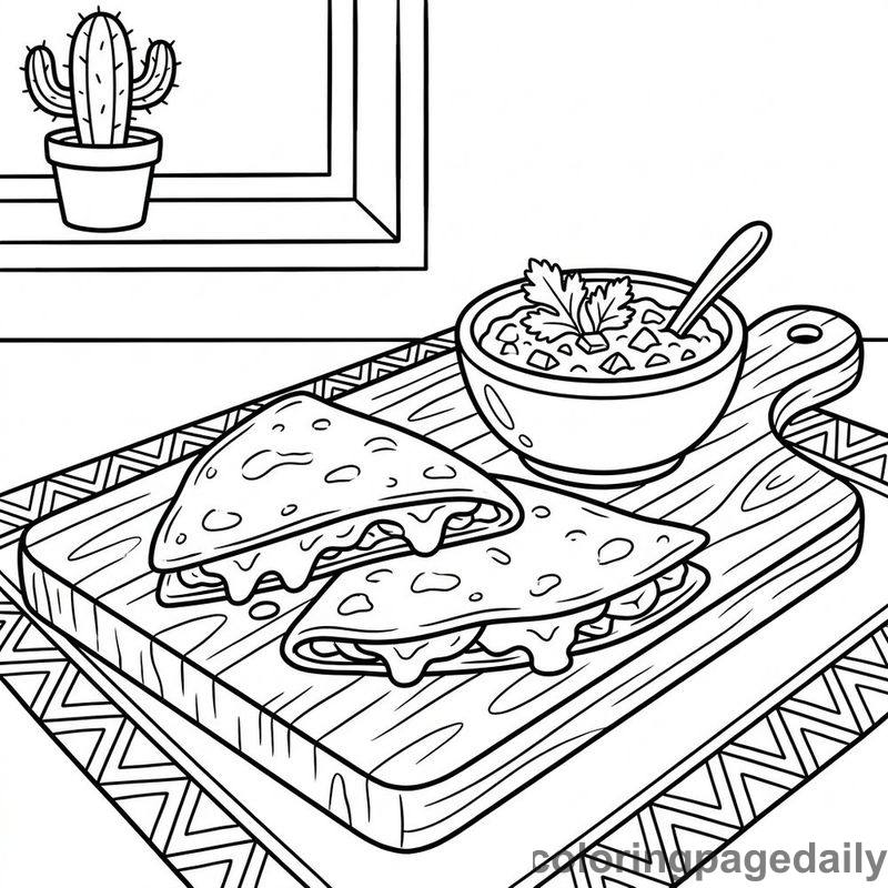 Traditional Mexican Quesadillas - Colored reference example