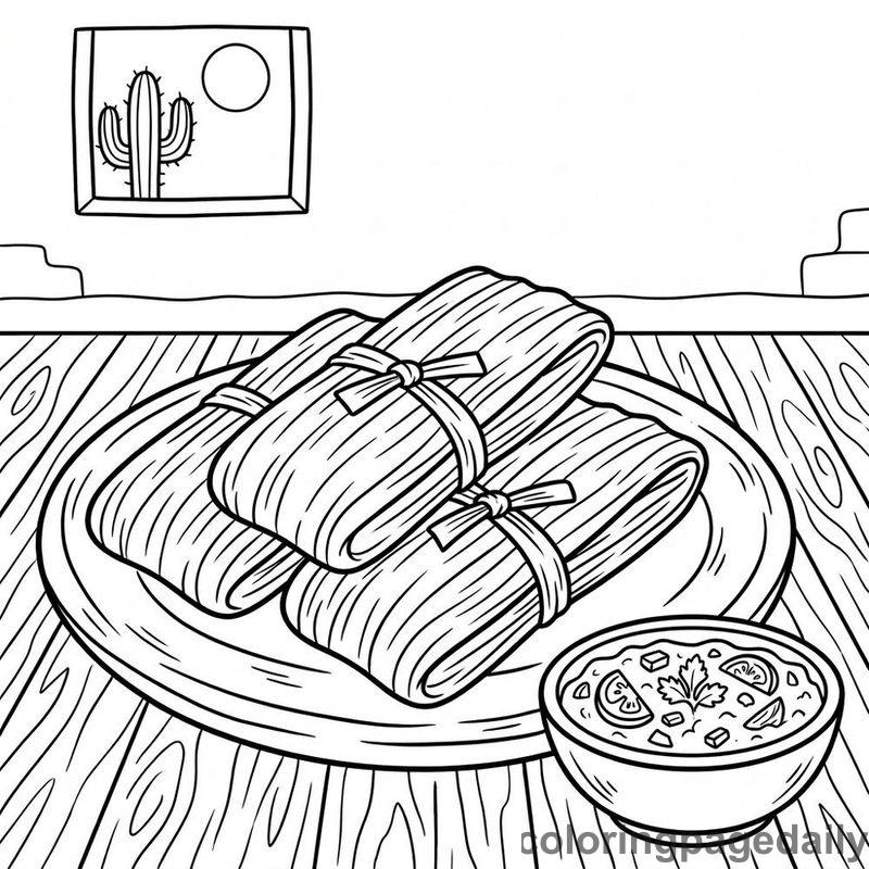 Traditional Mexican Tamales - Colored reference example