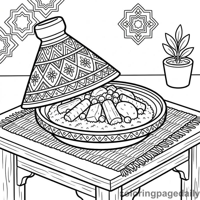 Traditional Moroccan Tagine Dish - Colored reference example