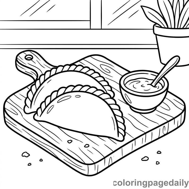 Traditional Peruvian Empanadas Board - Colored reference example