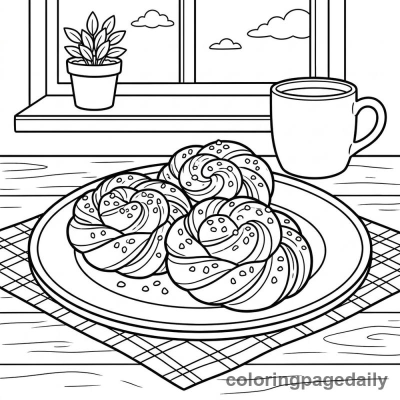 Traditional Swedish Cinnamon Buns - Colored reference example