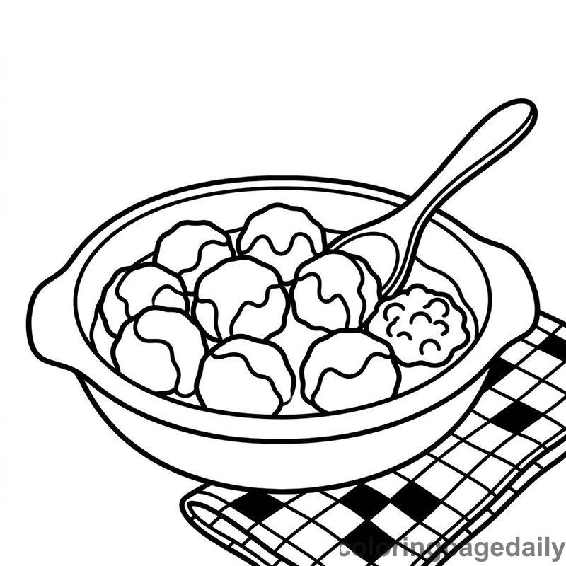Traditional Swedish Meatballs Bowl - Colored reference example
