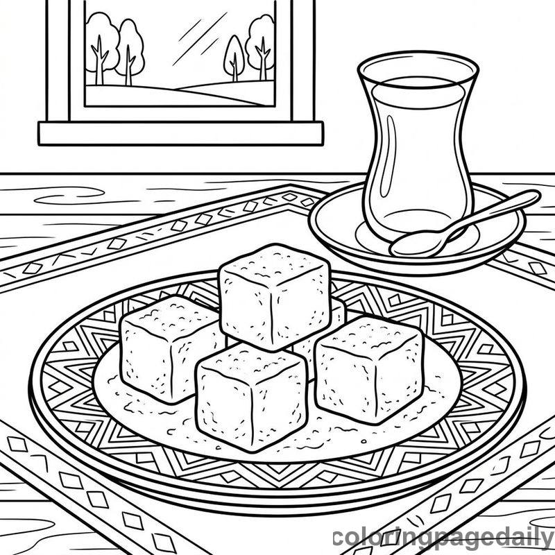 Traditional Turkish Delight Plate - Colored reference example