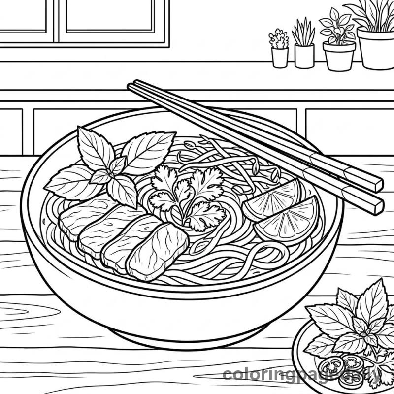 Traditional Vietnamese Pho Bowl - Colored reference example
